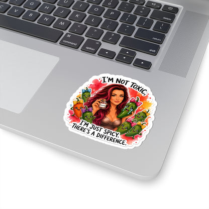Kiss-Cut Sticker — "I’m Not Toxic, I’m Just Spicy" Pin-Up Hot Pepper Design